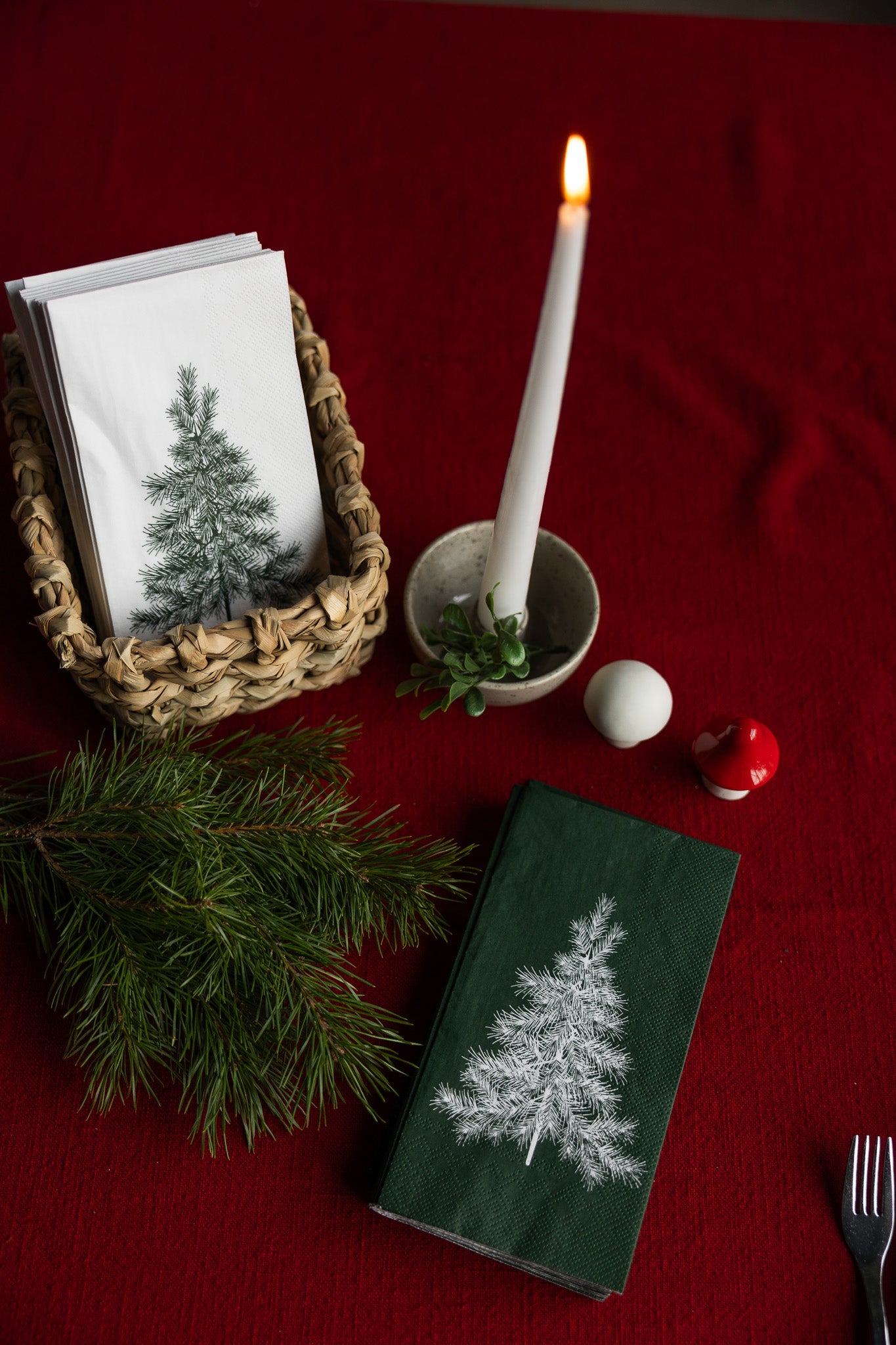 Julgran White Napkin