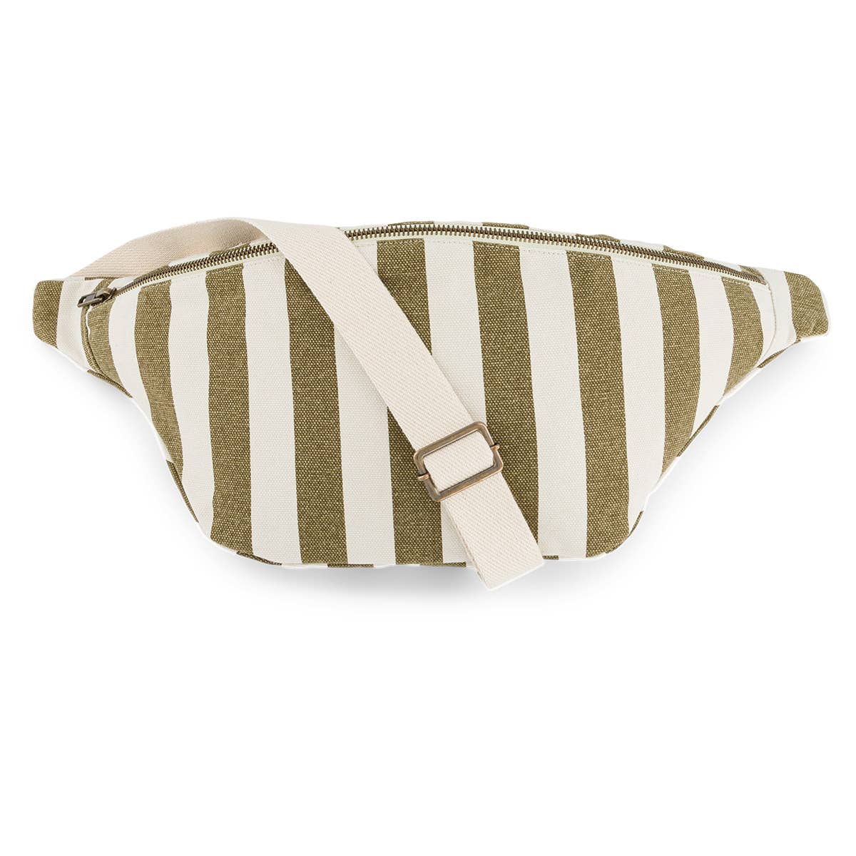 WOMEN BUM BAG STRIPES  OLIVE / GREIGE