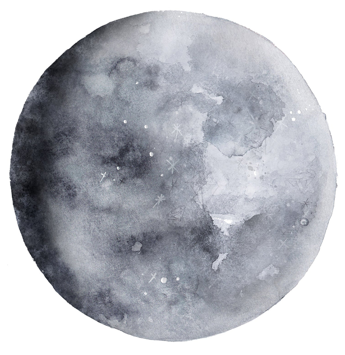 Blue Moon Watercolour Decal