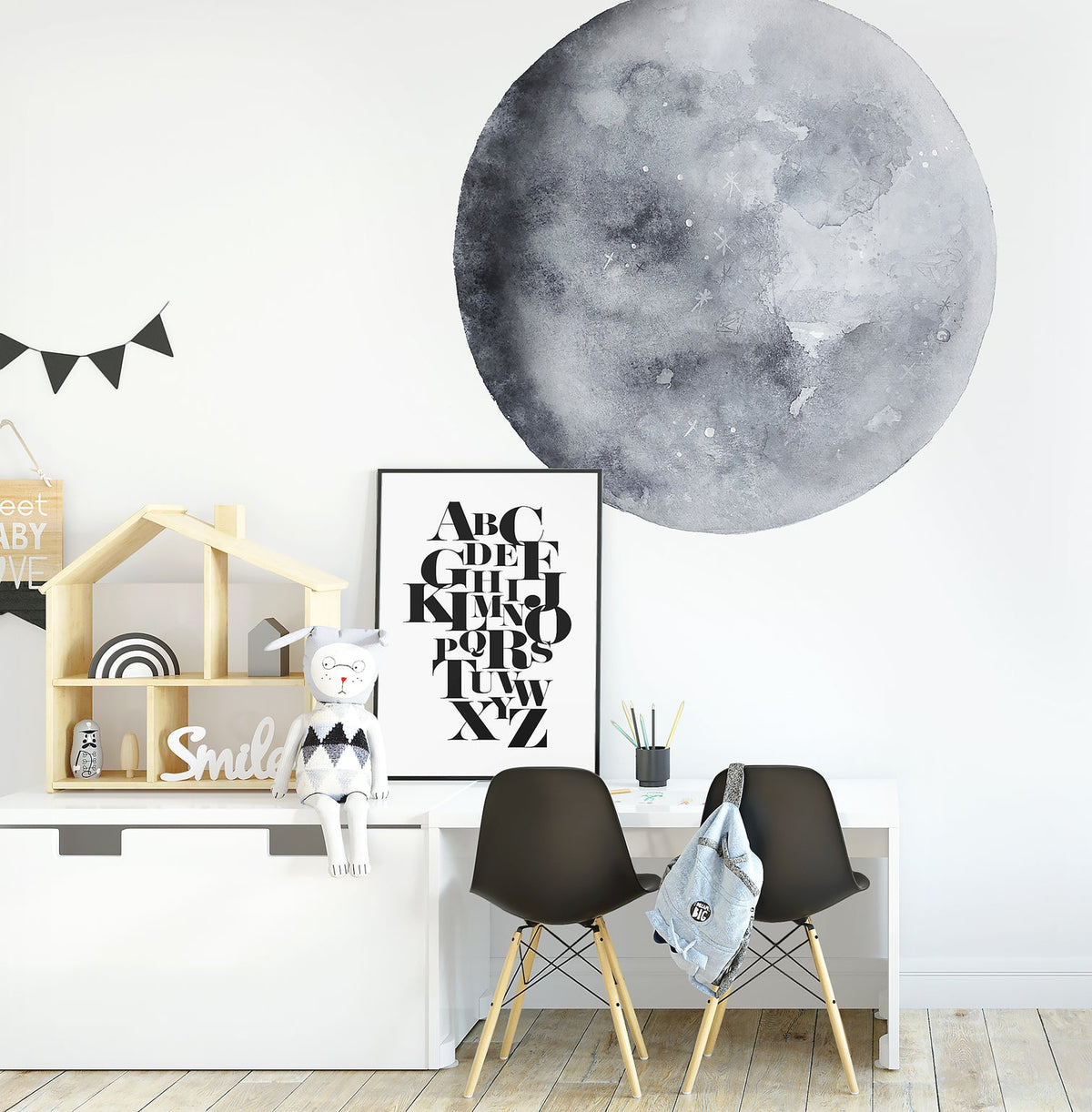 Blue Moon Watercolour Decal