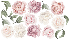 Classic Pink Peony & Rose Wall Decals