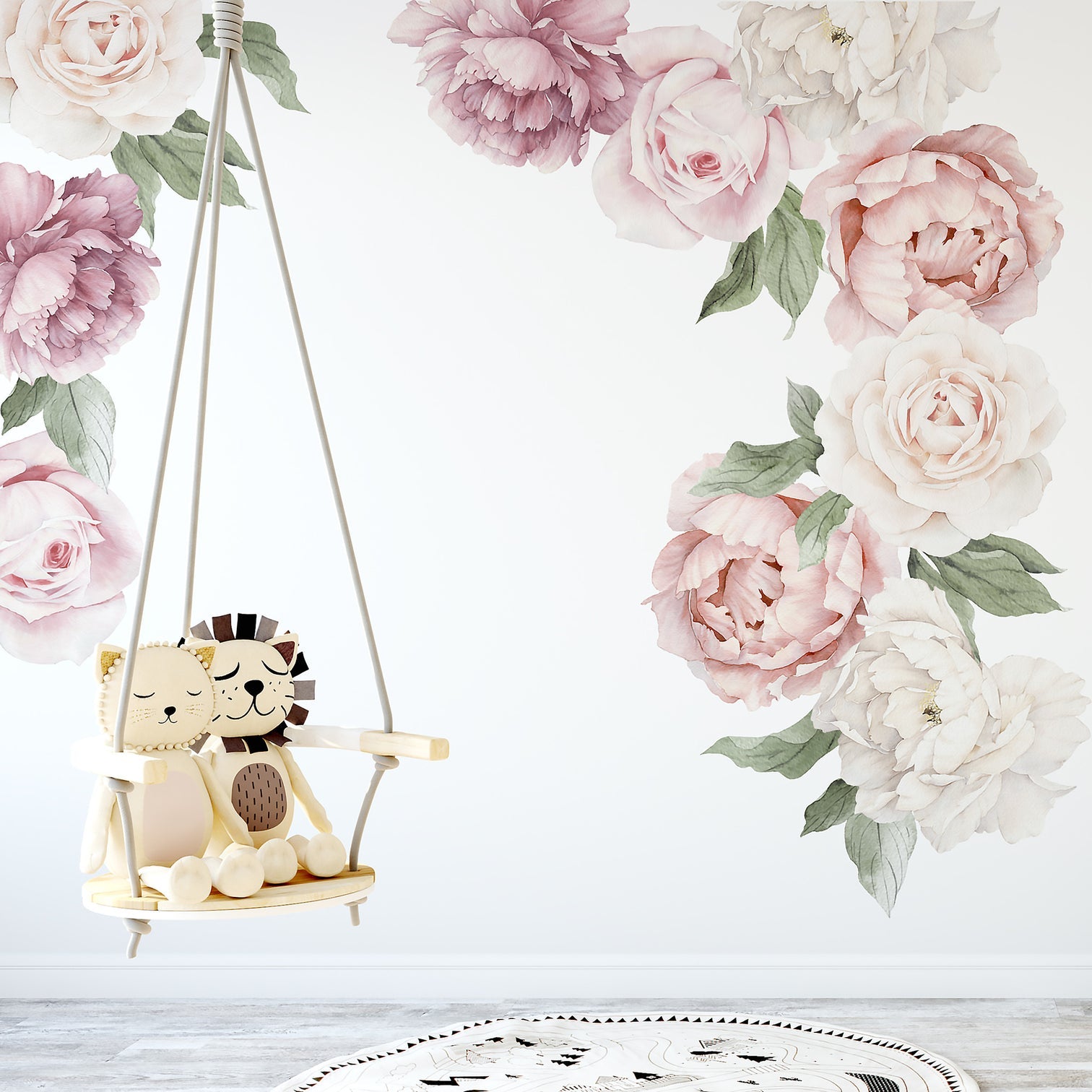 Classic Pink Peony & Rose Wall Decals