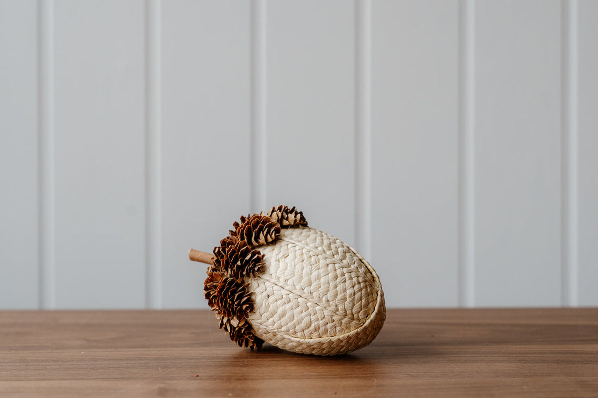 Pinecone and Fabric Acorn Cream