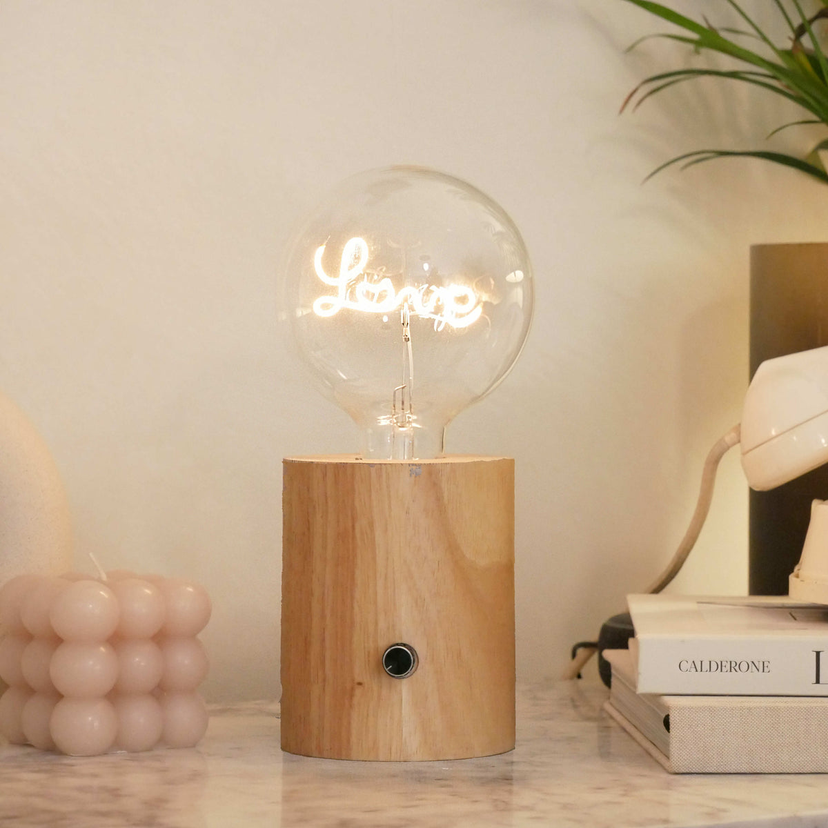 LED Dimmable Wireless Light Wood Lamp Base
