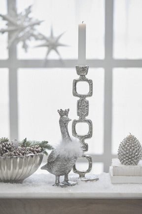 Trelia Pine Cone Candle Silver Large