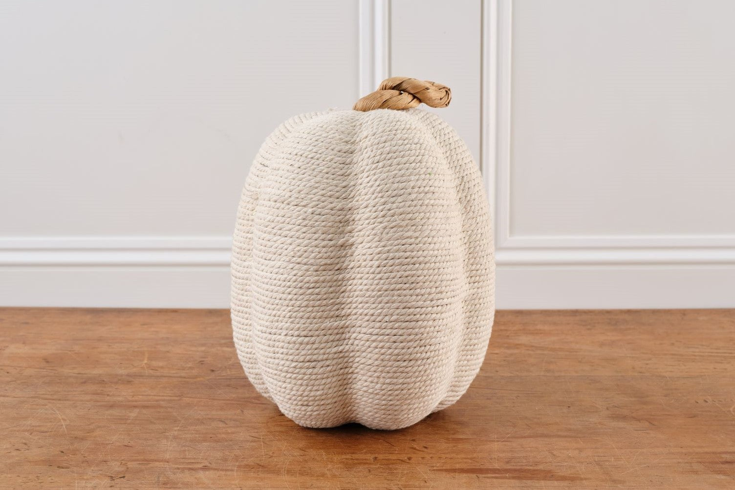 Cream Cotton and Rope Pumpkin Tall