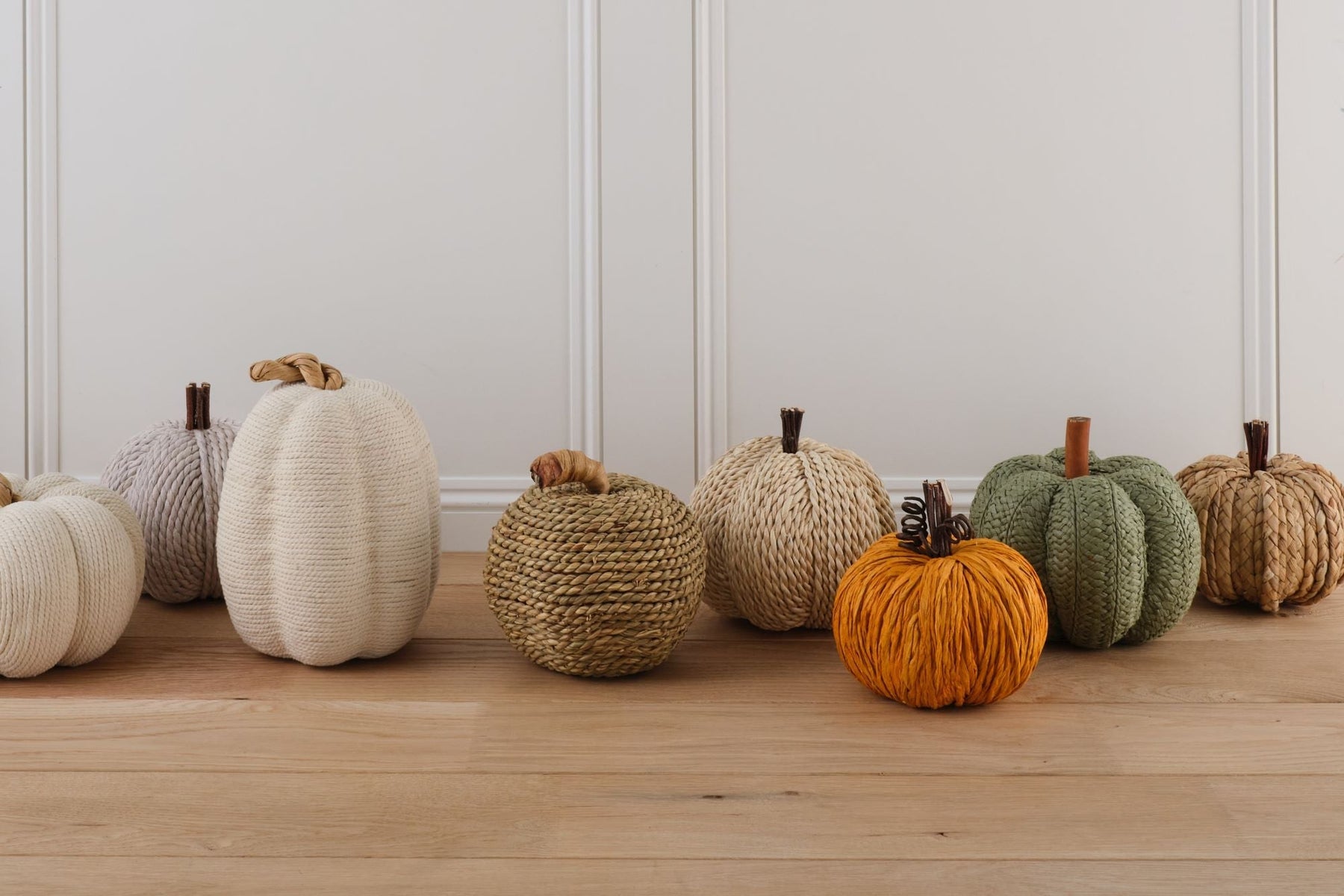 Cream Cotton and Rope Pumpkin Tall