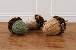 Pinecone & Fabric Acorn White