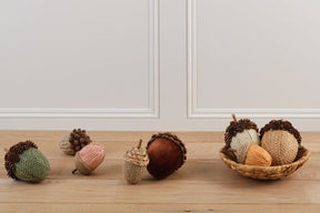 Pinecone & Fabric Acorn White