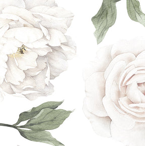 White Peony & Rose Wall Decals
