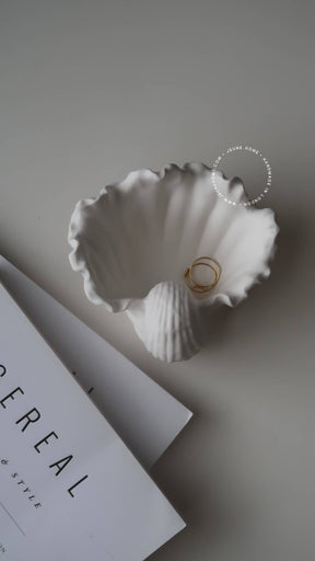 Elegant shell jewellery dish bone white