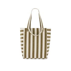 ELISABETH TOTE BAG STRIPES OLIVE / GREIGE