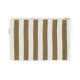 LILI FLAT POUCH STRIPES OLIVE / GREIGE