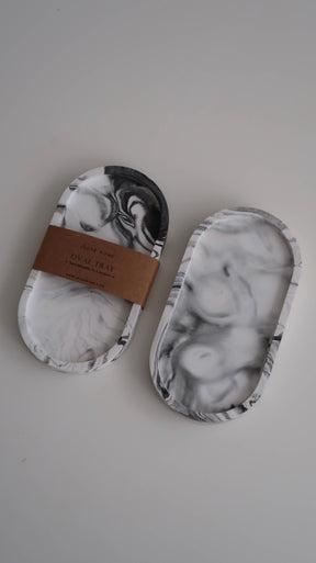 Oval Concrete Tray White