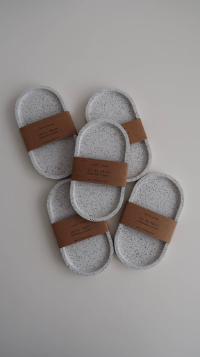Textured Oval Tray - Granite