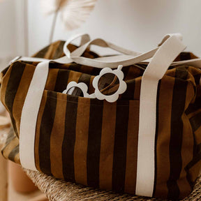 RAPHAEL DIAPER BAG - WEEKEND BAG STRIPES CUMIN: CUMIN AND BLACK / Stripe