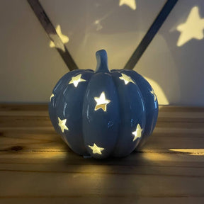 LED Ceramic Pumpkin, Grey 8cm