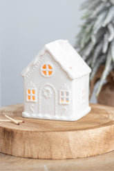 White Christmas Gingerbread House Tealight Candle Holder