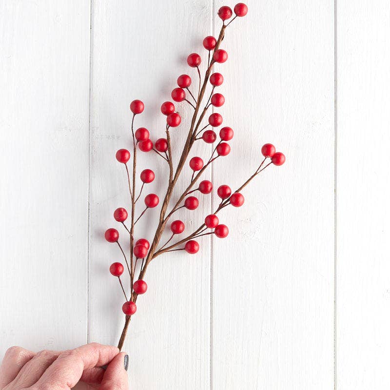 22" Red Artificial Berry Stem
