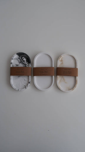 Oval Concrete Tray White