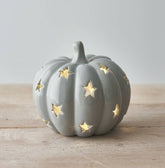 Ceramic T-Light Holder Pumpkin Grey, 10.8cm