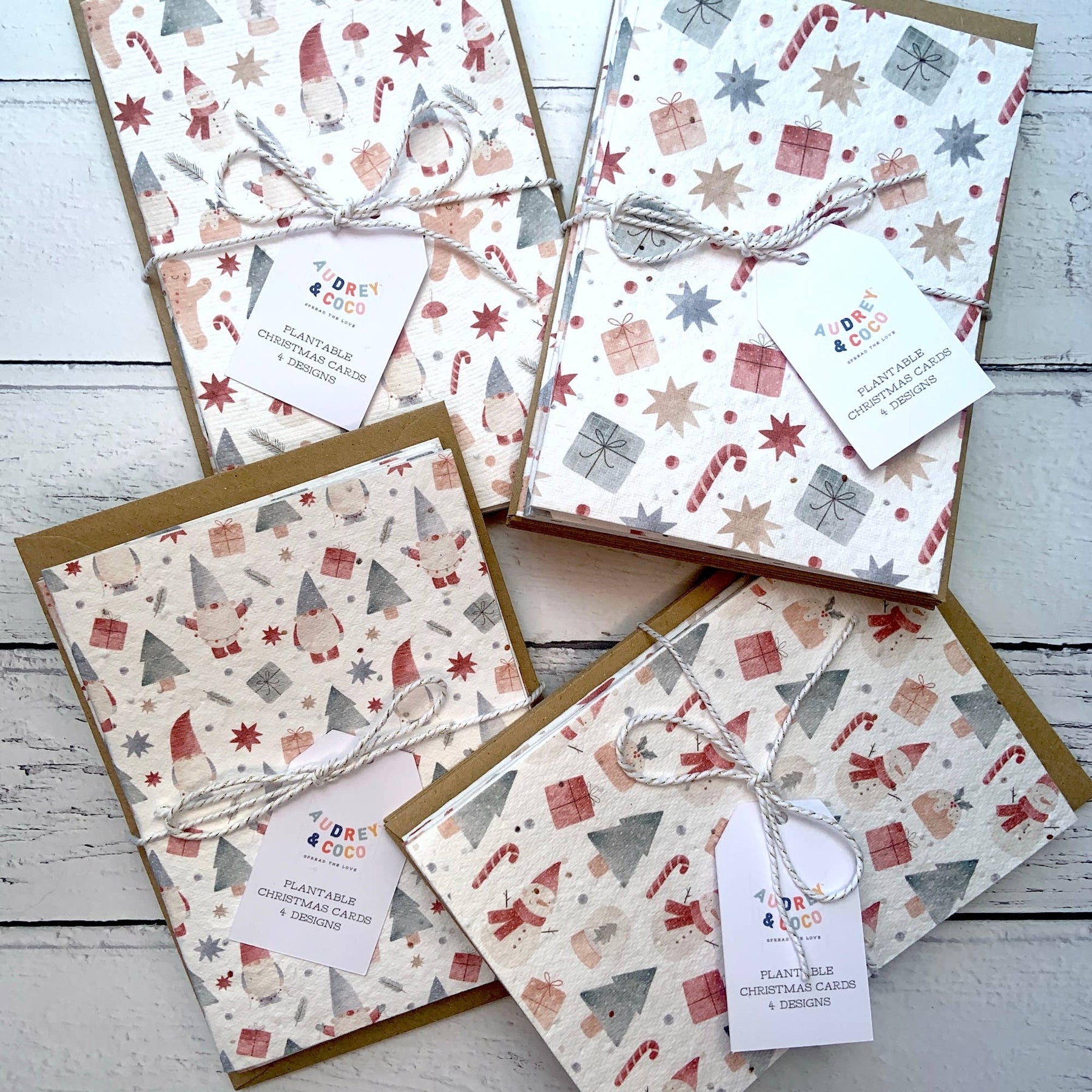 Plantable Christmas Card 4 pack: Red/Green