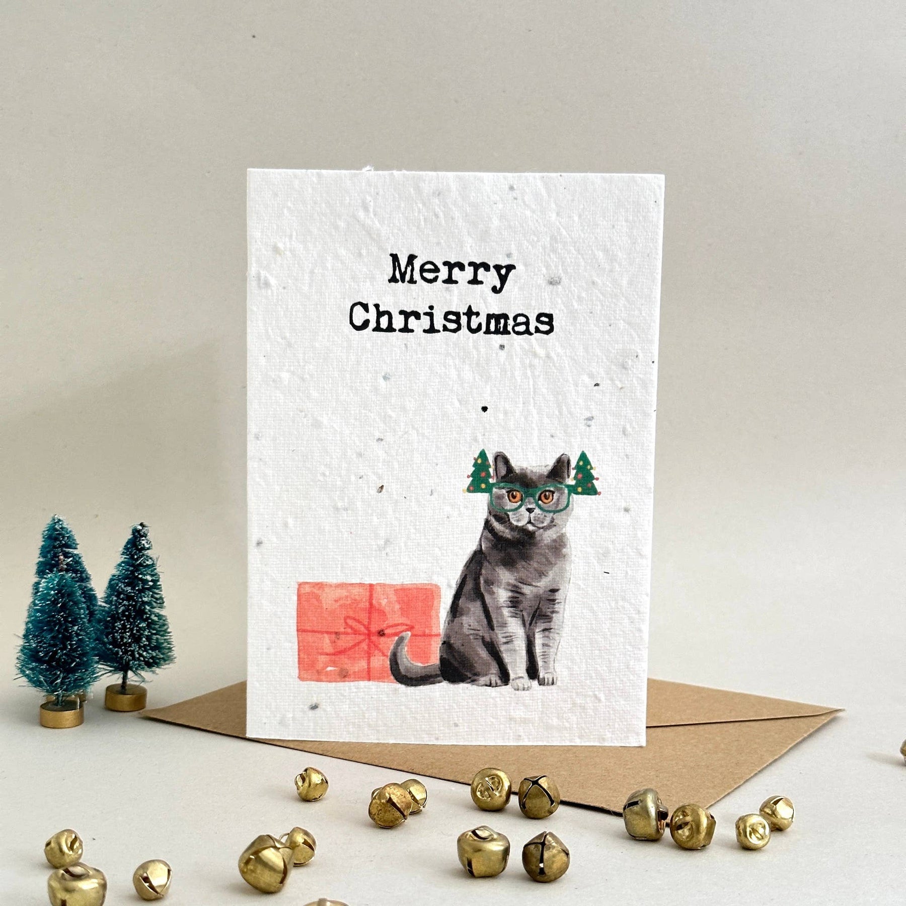 Cat Merry Christmas plantable wildflower seed card