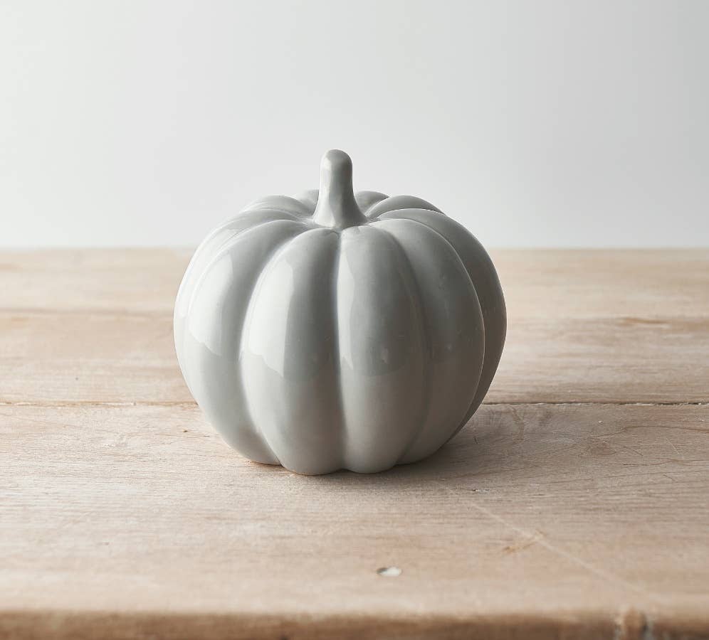 Grey Ceramic Pumpkin, 10cm