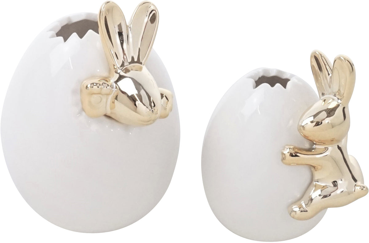 Easter Vase with Gold Bunny set of 2