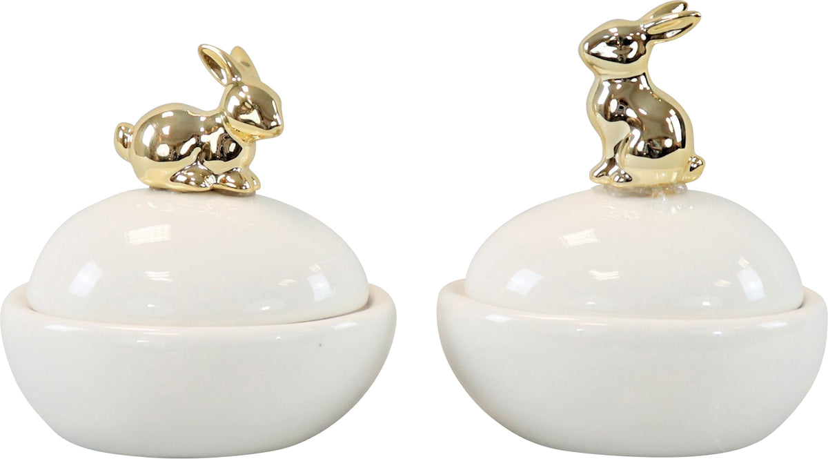 Egg Bunny Ceramic Dish with Lid set of 2