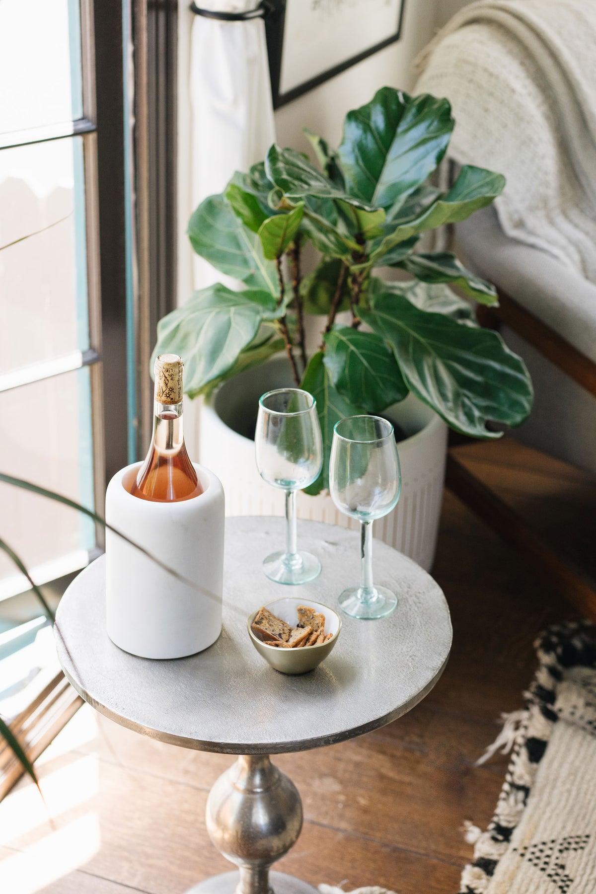 Be Home White Marble Wine Chiller/Utensil Holder