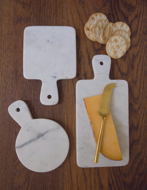 White Marble Rectangular with Handle Mini